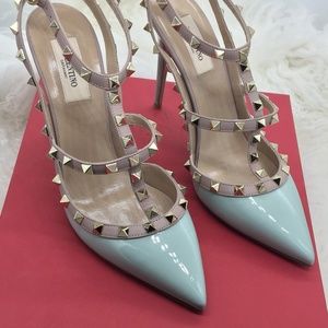 Valentino Rockstud Patent Ankle Strap Pump 100mm